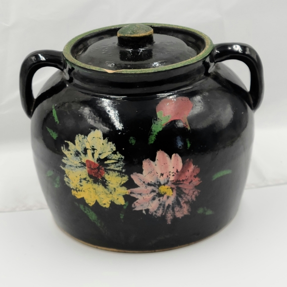 Vintage Kitchen Primitive Stoneware Crock Cookie Jar Poshmark